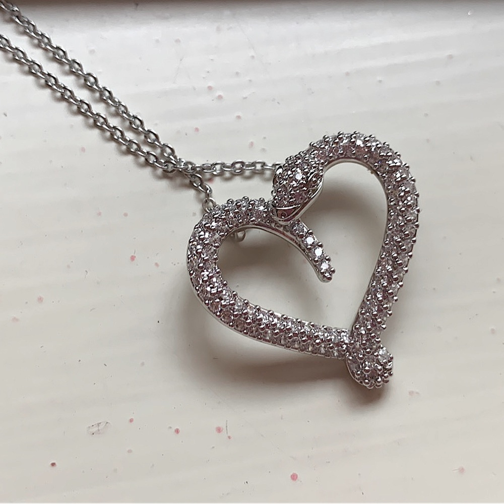 Swarovski Snake Heart Necklace- NEVER WORN- NEW IN BOX- Silver